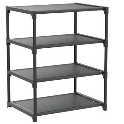 4 Tiers Small Shoe Rack Narrow Stackable Shoe Shelf Organizer Sturdy Shoe Stand Non-Woven Fabric Metal Free Standing