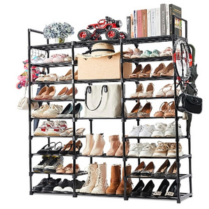 9-Tier Metal Shoe Rack - Holds 50-55 Pairs Tall Storage Shelf for Shoes