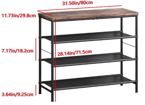 Shoe Rack Organizer 4 Tier Metal Organizer Shelf with Industrial Layer Fabric for Entryway Closet Bedroom Living Room Garage