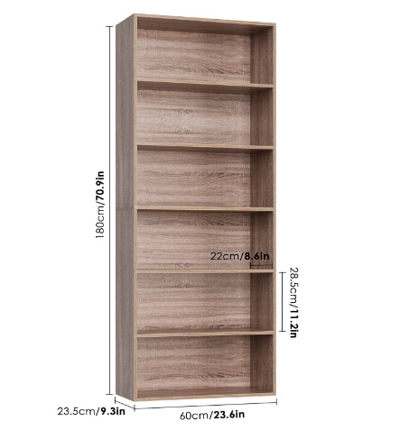 6-Tier Open Bookcase and Bookshelf Freestanding Display Storage Shelves Tall Bookshelf Bookcase for Bedroom