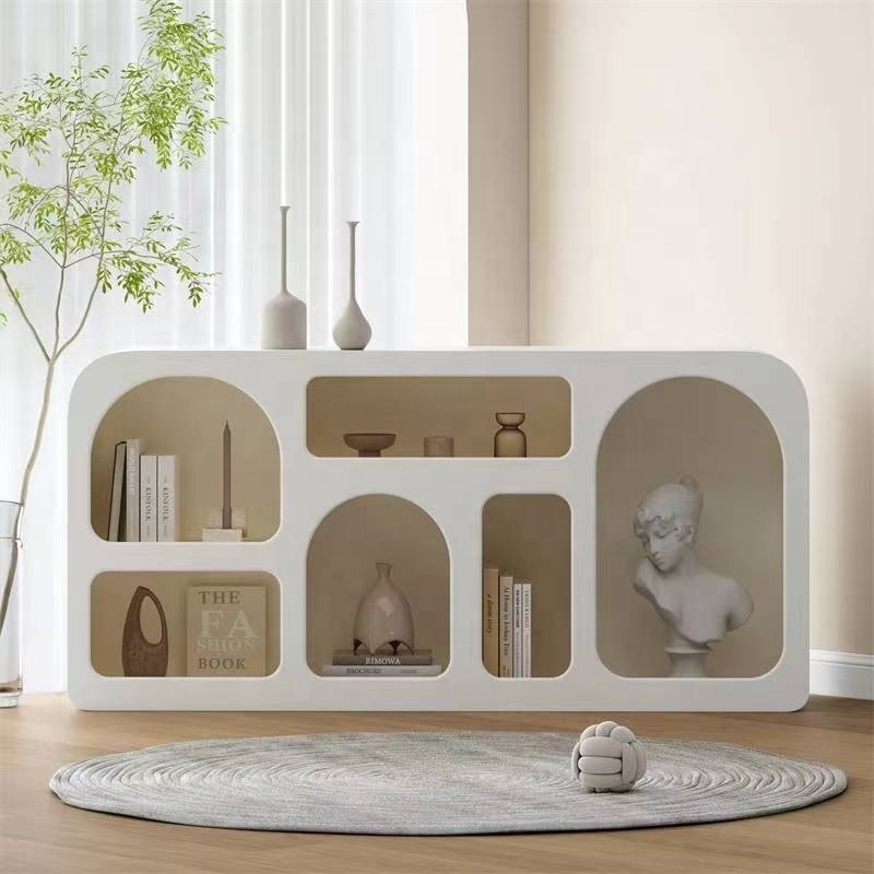 2024 New Popular Nordic Cream Cave Cabinet Bookcase White Color Furniture Living Room Display Showcase