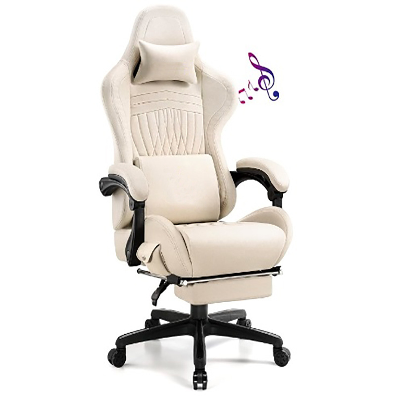 Gaming Chair Fabric Spring Cushion Massage Game Chair Cloth with Headrest Ergonomic Computer Chair with Footrest