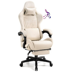 Gaming Chair Fabric Spring Cushion Massage Game Chair Cloth with Headrest Ergonomic Computer Chair with Footrest