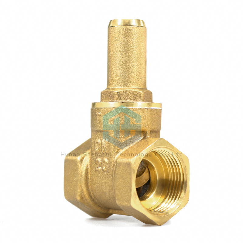 Cylindrical brass gate valve with lock in front of water meter for water Oil Gas