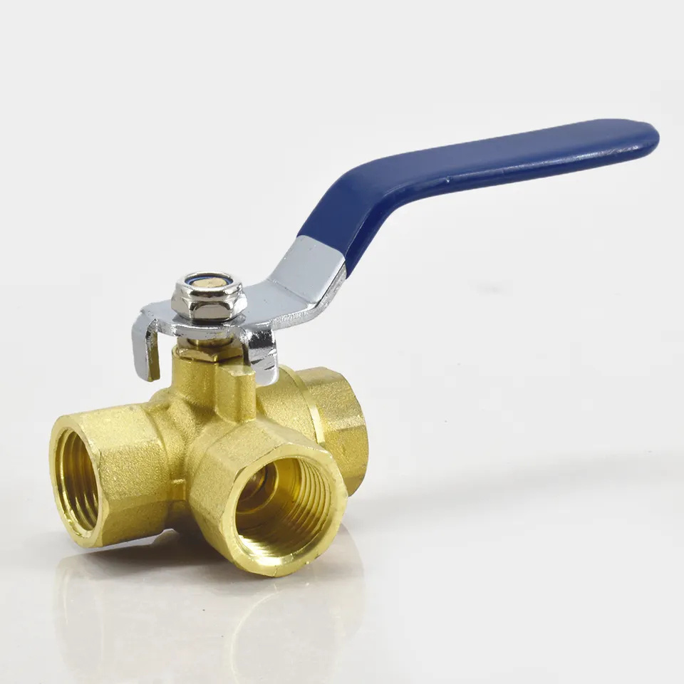 3 Way Ball Valve Internal Threaded L / T Type 1/2 3/4 1 1-1/4 1-1/2 2 Inch Brass Three-Way Brass Ball Valve for water use