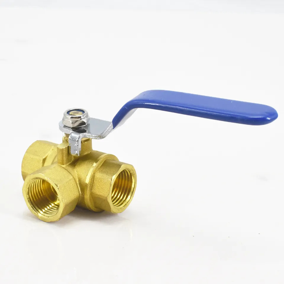 3 Way Ball Valve Internal Threaded L / T Type 1/2 3/4 1 1-1/4 1-1/2 2 Inch Brass Three-Way Brass Ball Valve for water use