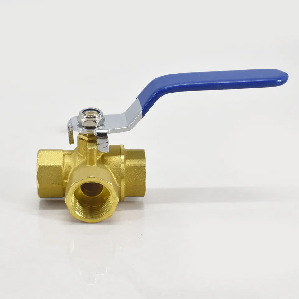 3 Way Ball Valve Internal Threaded L / T Type 1/2 3/4 1 1-1/4 1-1/2 2 Inch Brass Three-Way Brass Ball Valve for water use