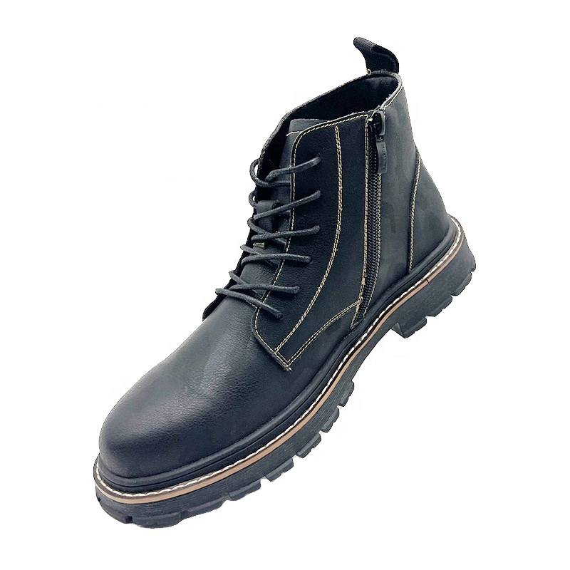 Wholesale Men's Fashionable Work Boots Outdoor Protective Martin Boots Lace Up Plush Casual Shoes