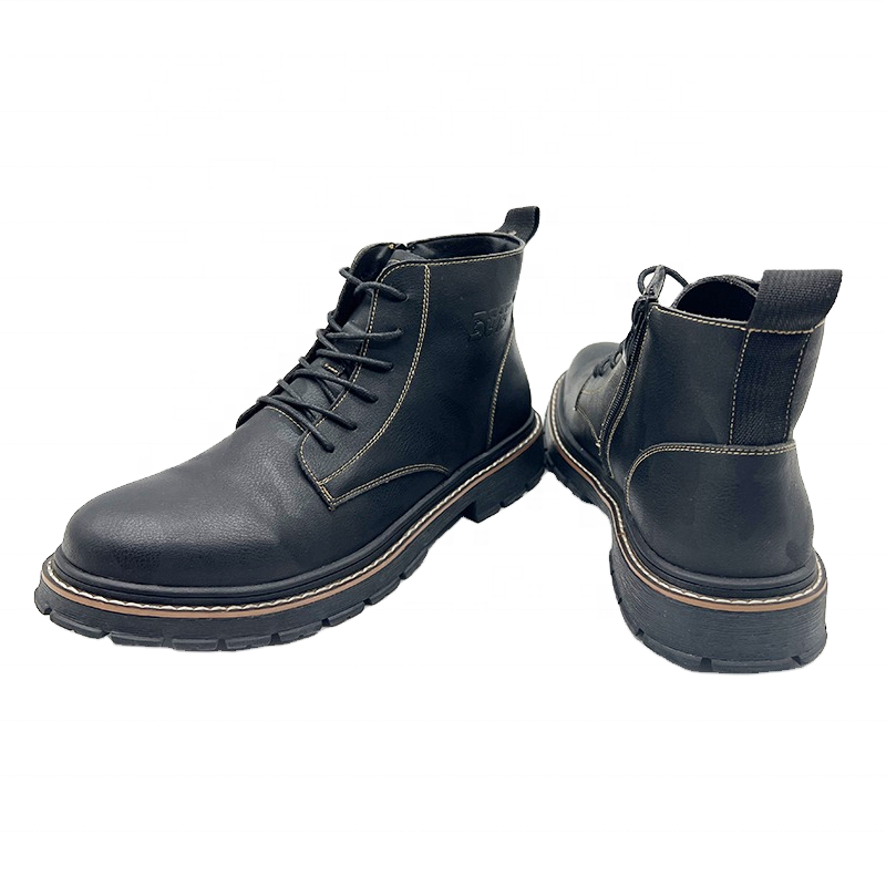 Wholesale Men's Fashionable Work Boots Outdoor Protective Martin Boots Lace Up Plush Casual Shoes