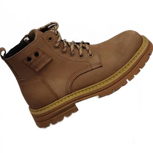 Custom Genuine Leather Men Composite Steel Toe Cap Shoes Construction Safety Work Boots For Men Wholesale