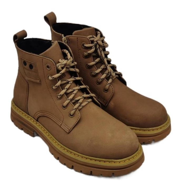 Custom Genuine Leather Men Composite Steel Toe Cap Shoes Construction Safety Work Boots For Men Wholesale