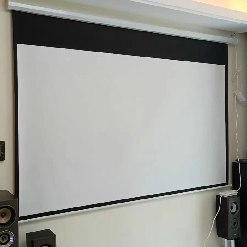 High Quality Home Movie Projector Screen Motorized Automatic Roll Up Projection Screens with Remote Control