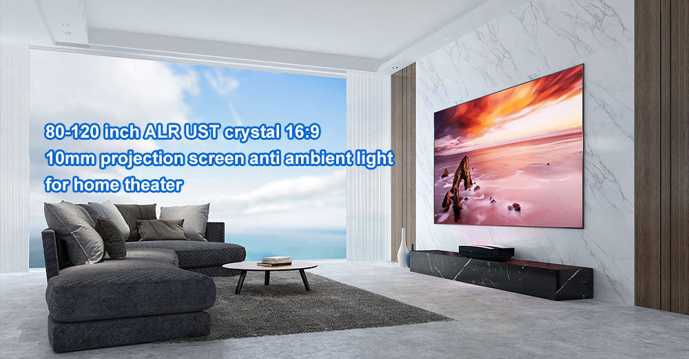 100-inch ALR Projector Screen Fixed Frame Screen Ceiling Light Rejecting CLR Screen for Ultra Short Throw Projector