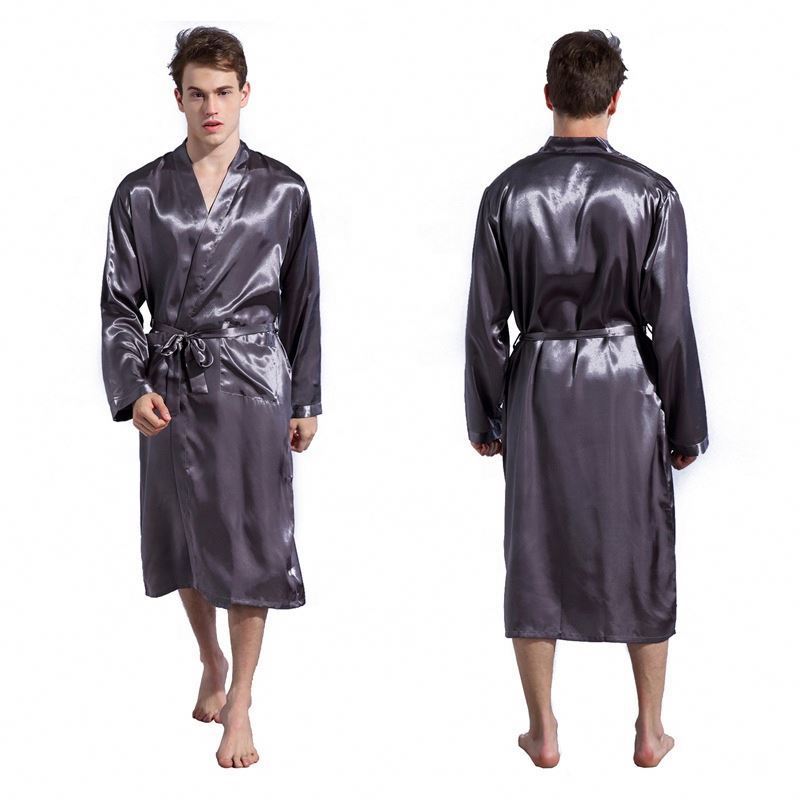 X2440 Wholesale Sexy Gifts Robe For Men Luxury Custom Logo Men Bath Robe Soft Satin Kimono Robe for Wholesaler