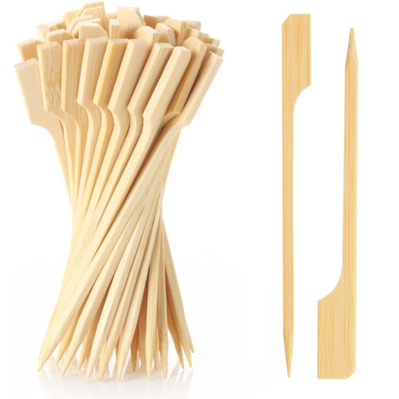 Wide Wholesale Disposable Flat Bamboo Sticks Wood Paddle Meat Barbecue Grill Kebab Food Smores Skewers BBQ Accessories