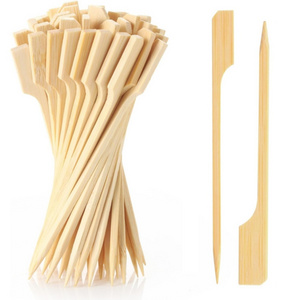 Wide Wholesale Disposable Flat Bamboo Sticks Wood Paddle Meat Barbecue Grill Kebab Food Smores Skewers BBQ Accessories