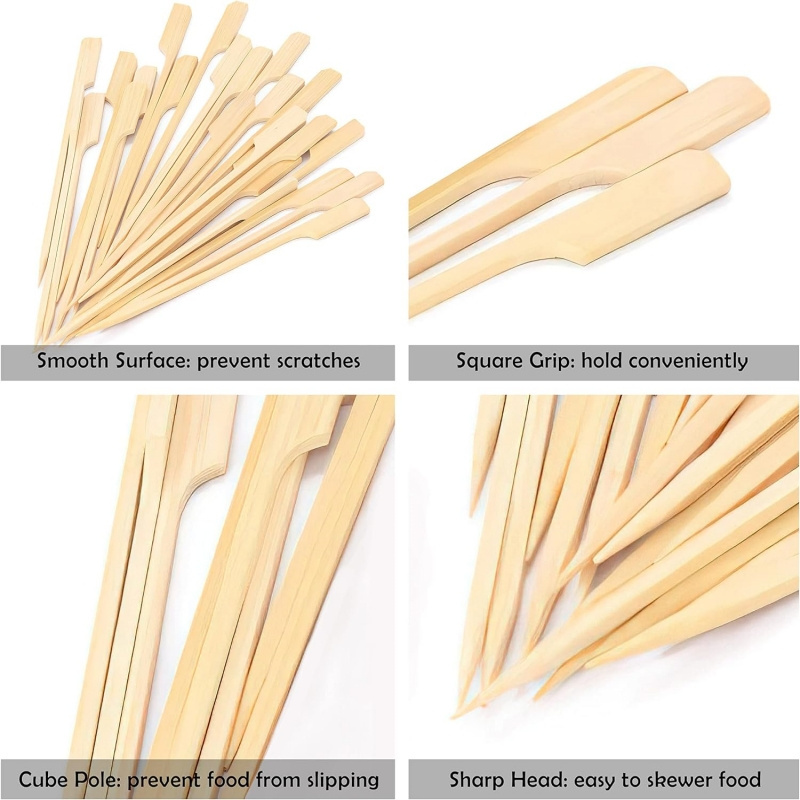 Cheap Food Grade Bulk Bamboo Gun Sharp Skewer Wooden Disposable Kebab BBQ Barbecue Grills Stick Fruit Picks Skewers