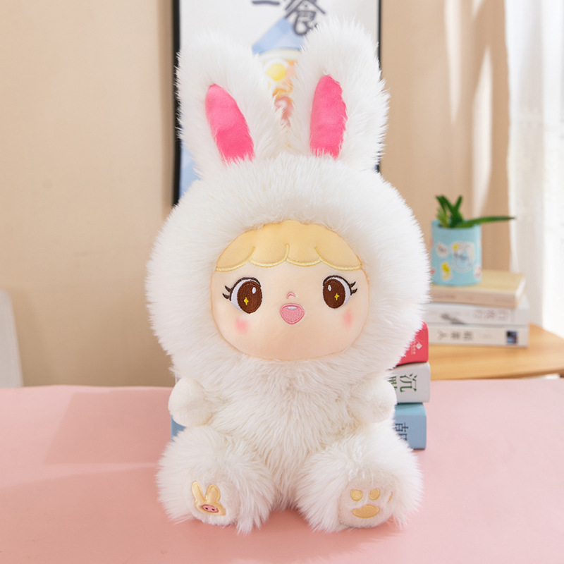 Stuffed Plush Animal Cartoon Plush Toy Wholesale Long Hair Rabbit Doll Plush Toy Children Sleeping Rabbit Throw Pillow Girls