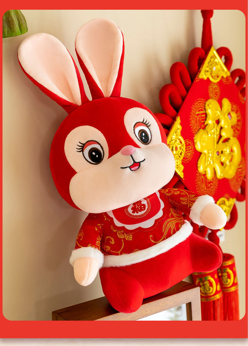 Mascot Chinese New Year Rabbit Plush Toy Sofa Covers Home Decorations Soft Bugs Bunny Stuffed Animal