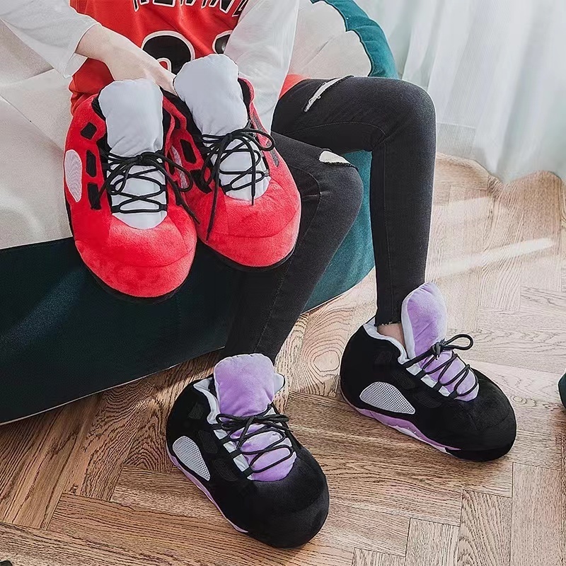 Winter Warm Slippers Women Cute Home Slippers Unisex Sneaker Slippers  Men House Floor Cotton Shoes Woman Plush Sliders