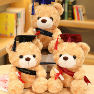 Graduation Present Cute Bear Plush Toy Stuffed Soft Kawaii Teddy Bear Animal Dolls Graduation Gifts for Kids Children Student