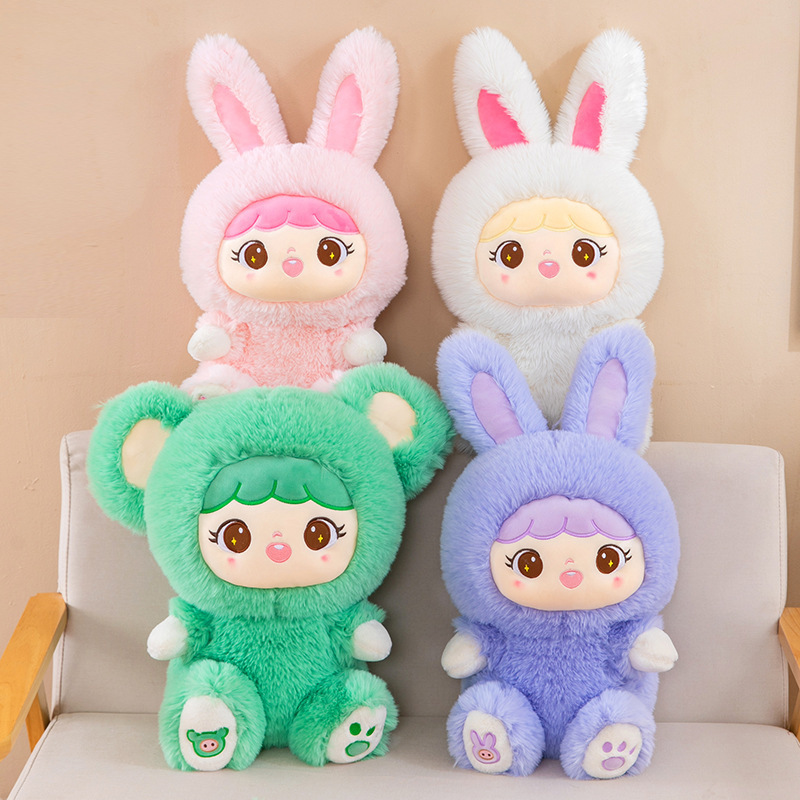 Stuffed Plush Animal Cartoon Plush Toy Wholesale Long Hair Rabbit Doll Plush Toy Children Sleeping Rabbit Throw Pillow Girls