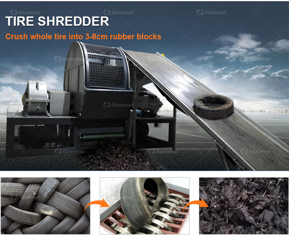 Waste Tyre Crusher Shredder Recycling Machine Fully Automated Rubber Granulator and Fine Rubber Grinder