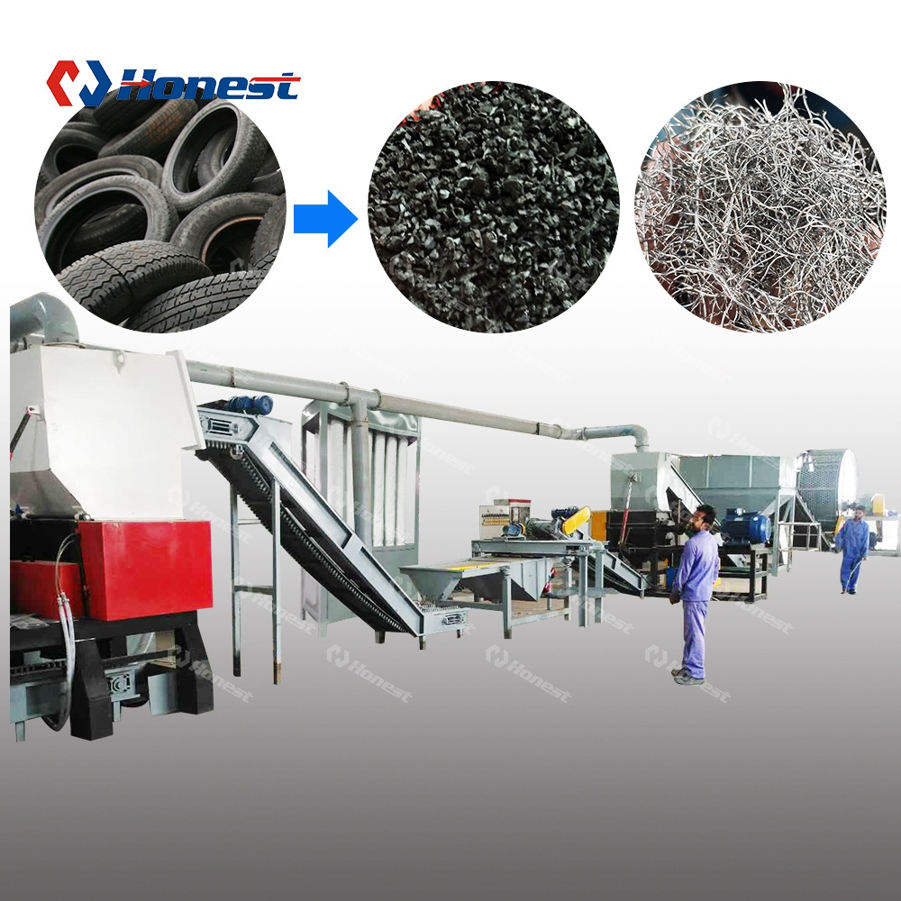 Waste Tyre Crusher Shredder Recycling Machine Fully Automated Rubber Granulator and Fine Rubber Grinder