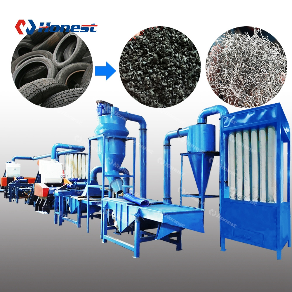 Waste Tyre Crusher Shredder Recycling Machine Fully Automated Rubber Granulator and Fine Rubber Grinder