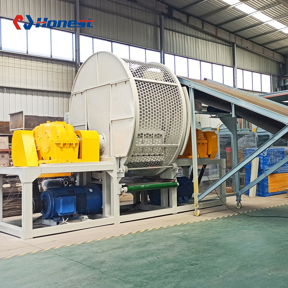 Waste Whole Truck Tyre Shredder Machine Industrial Used Tyre Shredding To Get 3-8cm Rubber Blocks Chips