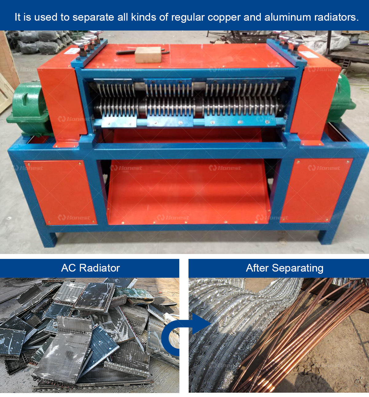 New price Waste AC Radiator Recycling Machine Copper Separator