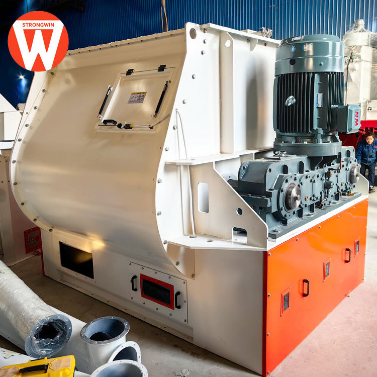 Strongwin feed processing machines dual-shaft paddle feed mixer used for animal feed powder