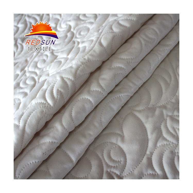 Free Sample 100% Polyester Knitted Velvet Square Pattern Double Sided Custom Ultrasonic Quilted Fabric