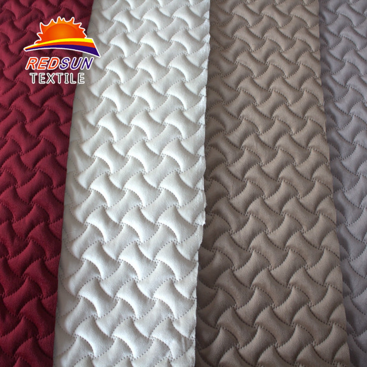 Free Sample 100% Polyester Knitted Velvet Square Pattern Double Sided Custom Ultrasonic Quilted Fabric