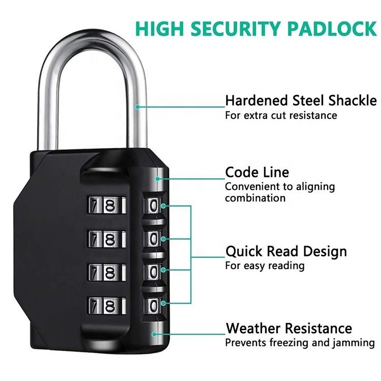 Heavy Duty Gym 4 Digits Code Combination Padlock Low Price Digital Pad Lock for Gym