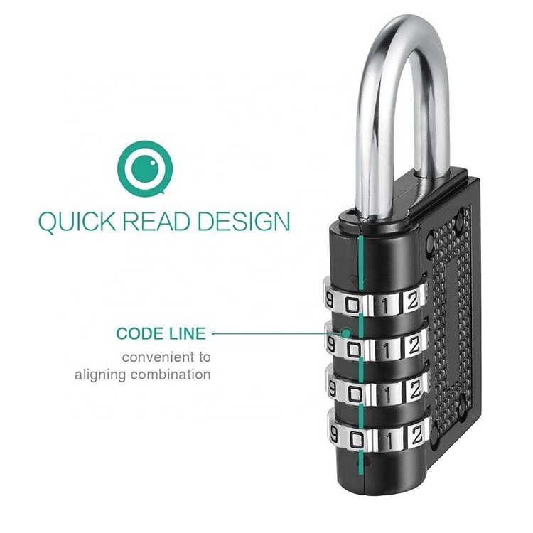 Combination Padlock 4 Digital Combination Lock Security Padlock and School Zinc Alloy Lock