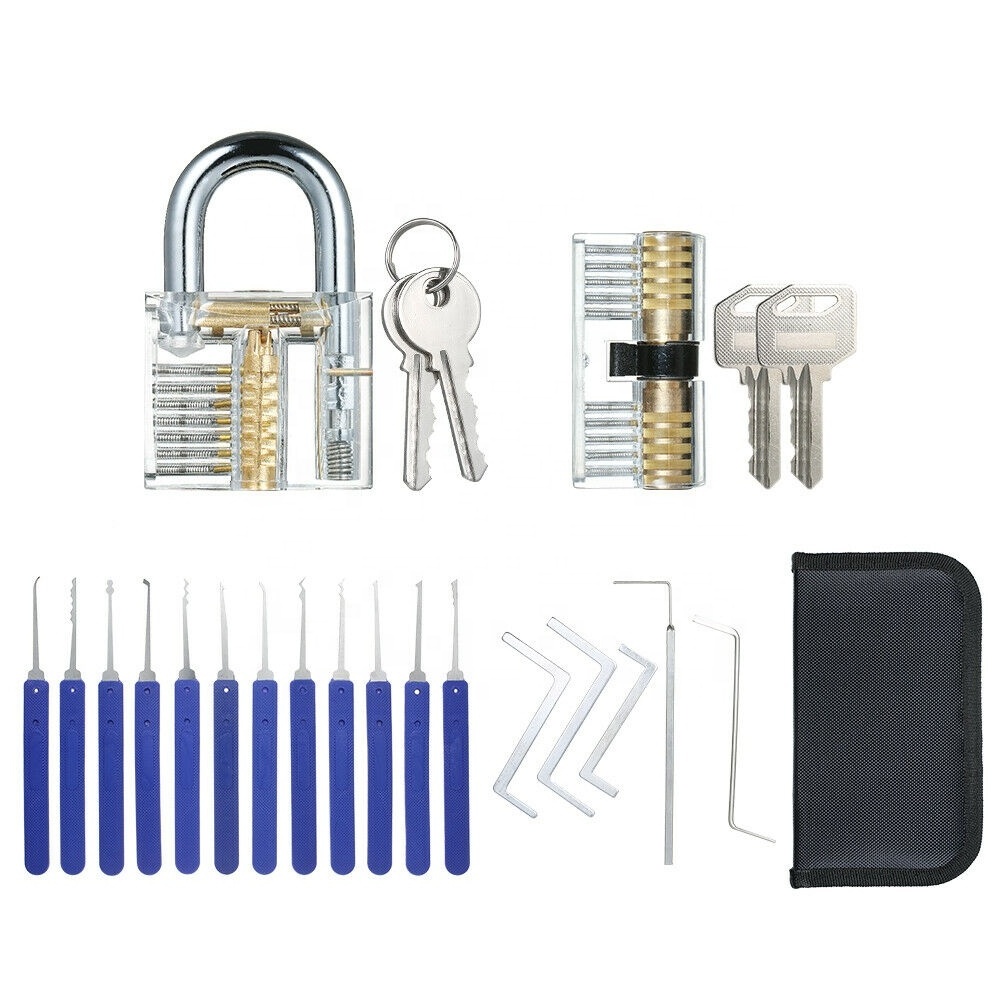 Titanium Steel Unlocking Locksmith Tool Set Transparent Padlock Locksmith with Transparent Lock