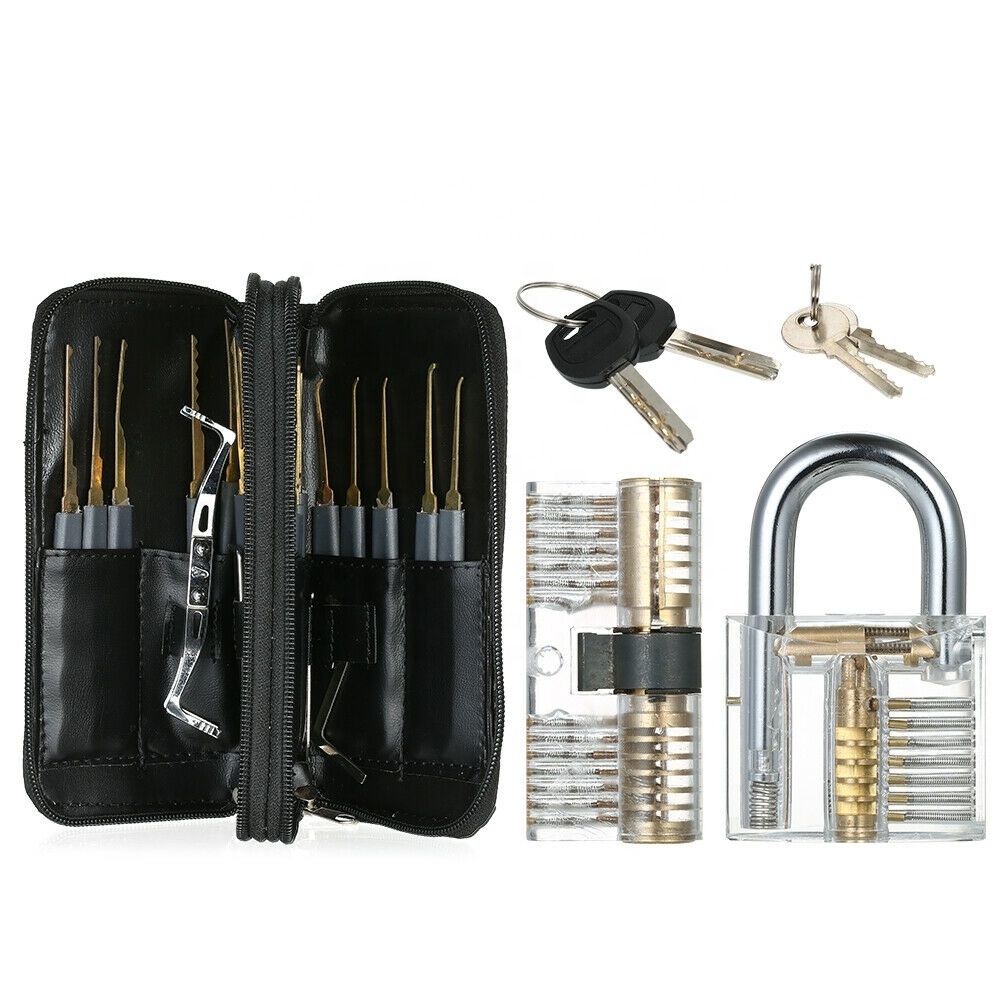 Titanium Steel Unlocking Locksmith Tool Set Transparent Padlock Locksmith with Transparent Lock