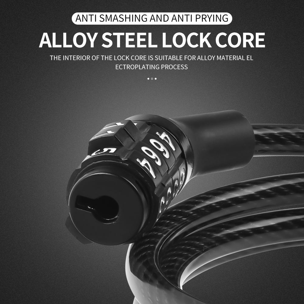 4-Digit Combination Lock Waterproof Anti-Theft Custom Cable Bike Lock Bicycle Wheel Lock For Bike