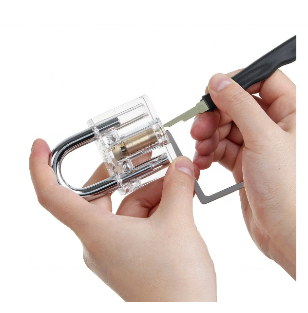 Clear Practice Transparent Cutaway Visible Padlock Training Skill Pick Lock Smith Safe Lock Pick Set