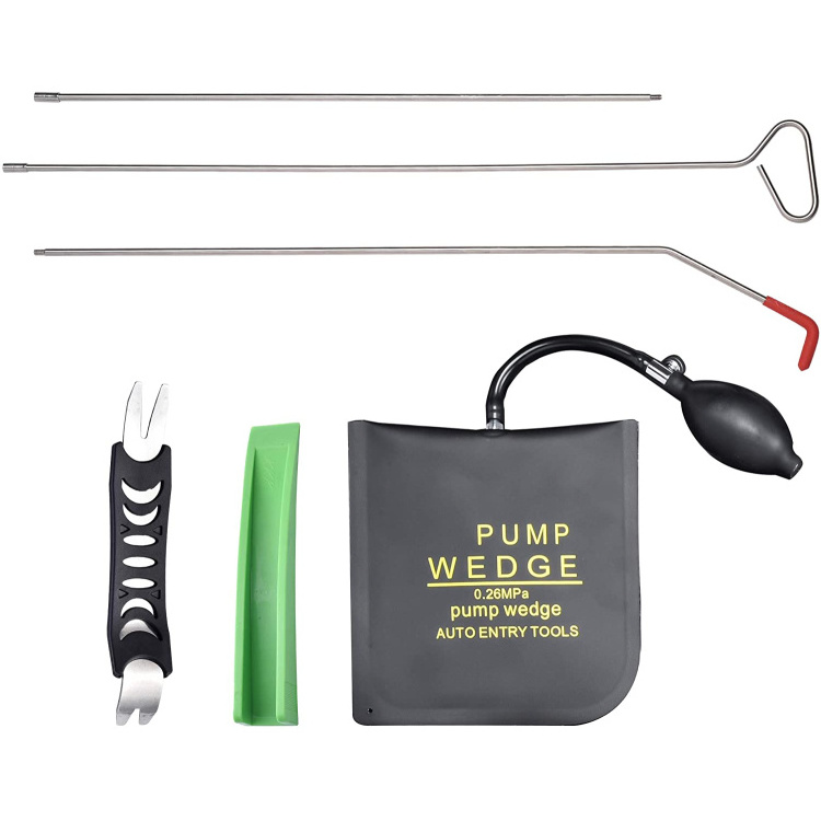 6 Pack Full Automotive Essential Tool Kit with Long Reach Grabber, Air Wedge, Non Marring Wedges and PVC Bag