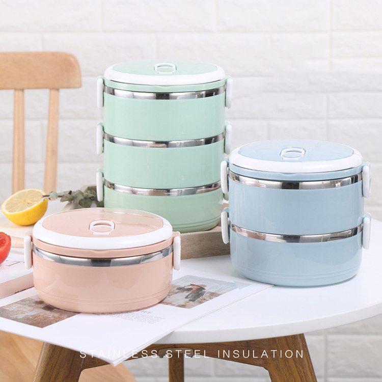 Kitchen Portable Thickened Food Container Students Office With Layers Thermos Bento Box Stainless Steel Insulated Lunch Box