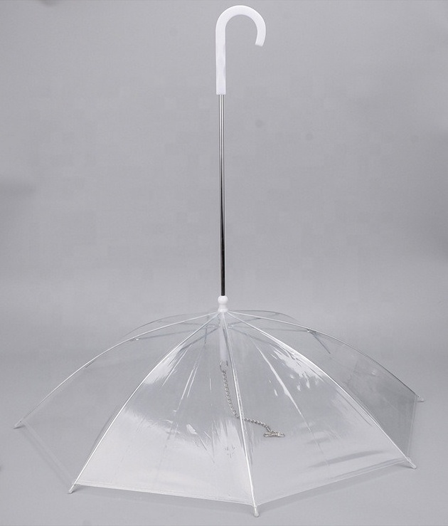 Transparent Outdoor Dog Doggy Raincoat Pet Puppy Umbrella with Chain Lead