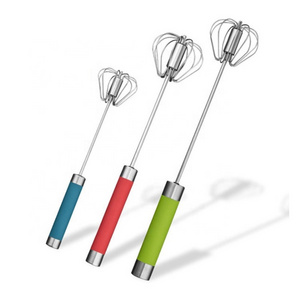 Semi-Automatic Kitchen gadget Manual Flour Tools Stainless Steel Rotation Cream Beater Whisk on Sale