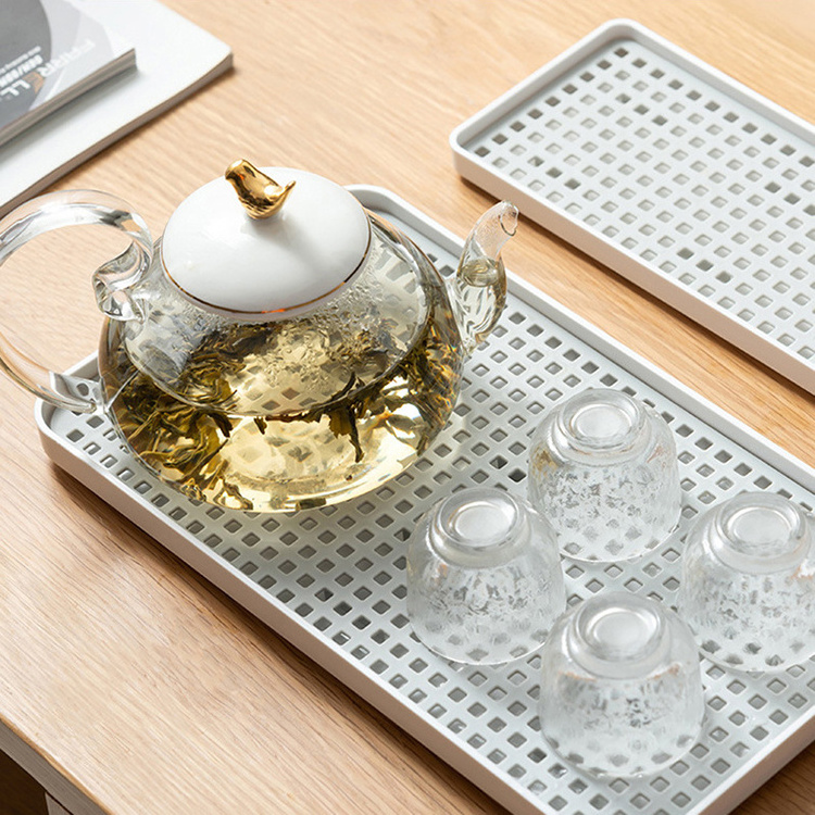 Kitchen Household Plastic Tray Japanese Kitchen Shelves Desktop Double-layer Tea Tray Cup Storage Drain Tray