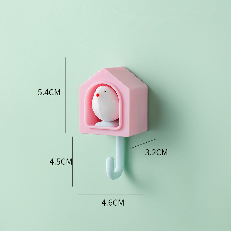 Hot Sale creative sticky hook free punching seamless wall hanging single hook bathroom kitchen door cute cartoon coat hook