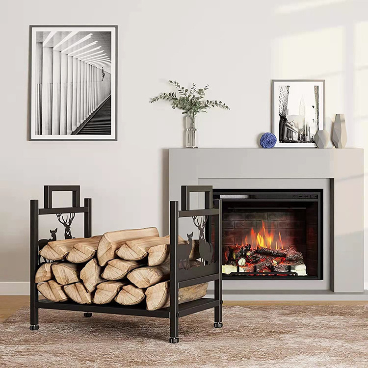 Factory Simple Match Rack Indoor And Outdoor Fire Storage Wood Rack Mobile Heavy Firewood Firewood Storage Rack