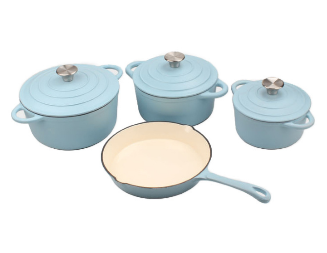 High Quality Hot Sale Cookware Enamel Cast Iron Kitchenware Pot and Pan Set