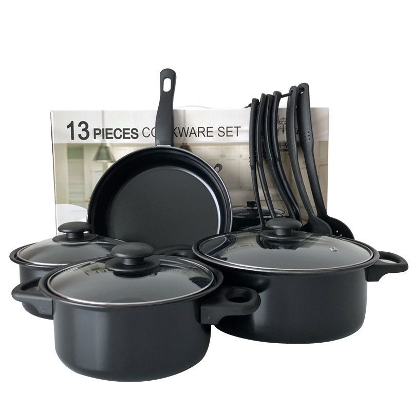 Hot selling 13pcs cheap kitchen housewares iron non stick kitchen pots cookware sets pots and pans sets