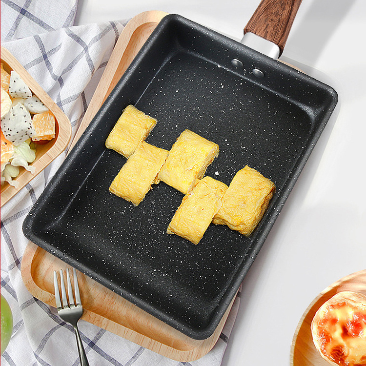 Hot Amazon Japanese Style Small Frying Non-stick Maifan Stone Non-stick Pan Square Omelette Pan